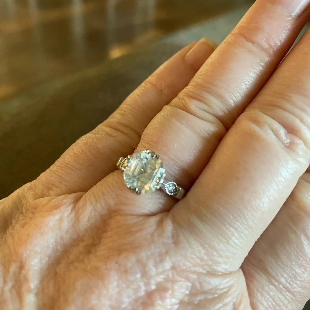 White gold white sapphire ring